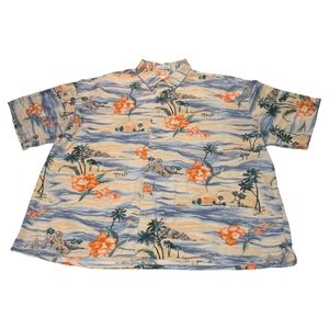 Vintage 80s Pierre Cardin Mens 2XL Tropical Hawaiian Short Sleeve Button Shirt